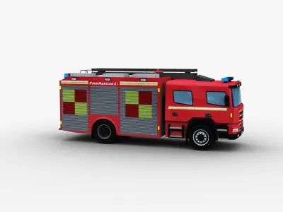 Fire Truck Lowpoly Low-poly 3D model
