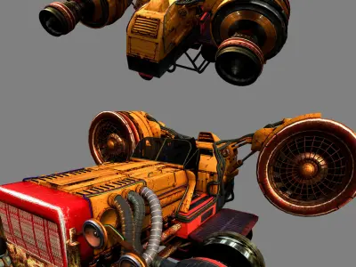 Cyber Hoover Vehicle Game ready High quality Low-poly 3D model