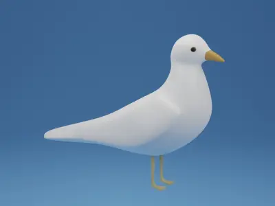 Cartoon Cute Bird Seagull Low-poly 3D model