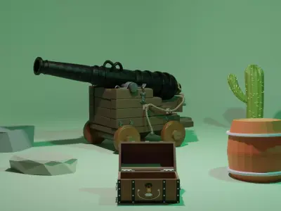 Cannon Free low-poly 3D model get