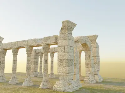Ancient Temple Ruins Low-poly 3D model