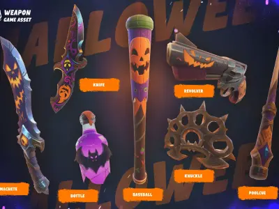 Halloween Weapon Pack FiveM Game Ready Asset to use Low-poly 3D model