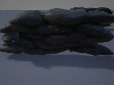 Sandbag pile of rocks 3D model