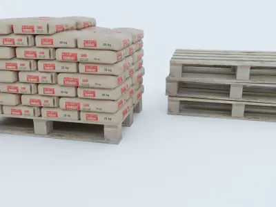 Cement Bags on Pallet Low-poly 3D model purchase
