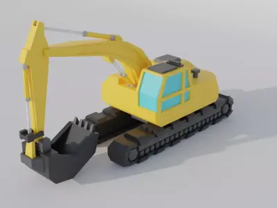Excavator Construction Machine Game Asset Low-poly 3D model
