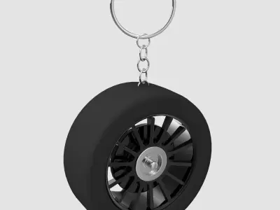 Sports Car Wheel Keychain 3D model