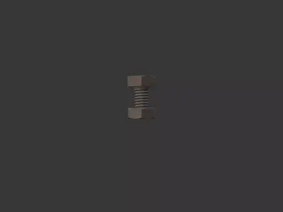M 2 5 Hex Bolts and Nuts with Rusty Iron Texture 3D model
