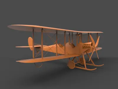 B-E-2 wwii biplane 3D print model