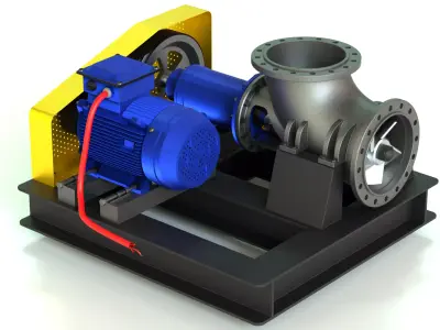 Axial Flow Pump for Chemical Industry 3D Model 3D model