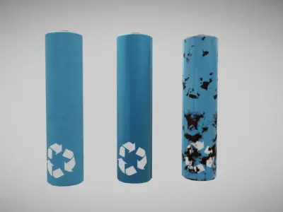 AAA Battery PBR Low Poly Game ready Blue Low-poly 3D model
