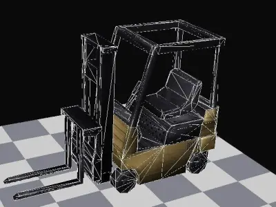 Fork lift construction industrial truck Textured low-poly Low-poly 3D model