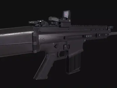 SCAR-H Rifle  Low-poly 3D model