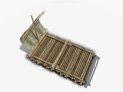 Wooden Raft 3 Low-poly 3D model