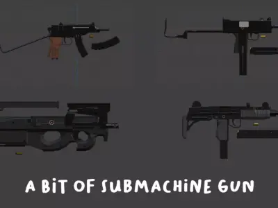 Low Poly Military Weapon Pack - Fully Editable Blender Low-poly 3D model