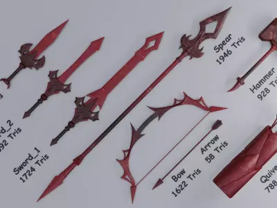 Melee Weapon Pack 01 Low-poly 3D model