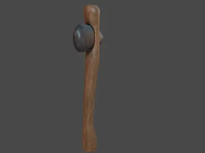 LowPoly StoneAxeCelt wooden handle Low-poly 3D model
