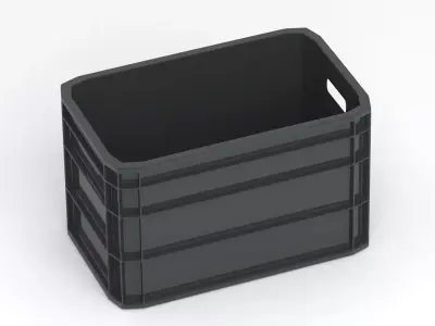 Portable Plastic Crate Black 3D model