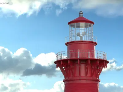 Red and White Striped Lighthouse 3D model
