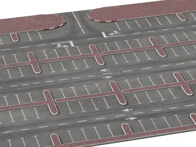 Commercial Parking Area With Road Markings 3D model