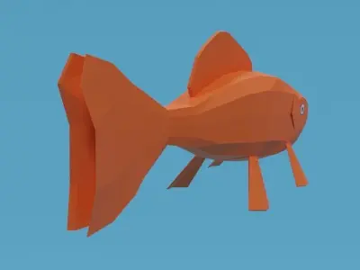 Low Poly Cartoon Goldfish Low-poly 3D model