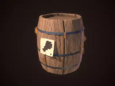 Stylized Barrel PBR low-poly game ready Low-poly 3D model
