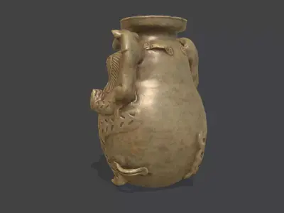 Chinese Ancient ceramic jars-Celadon Beast-shaped Zun Low-poly 3D model