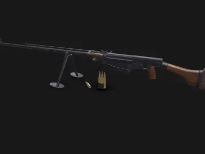 PTRS-41 Anti-tank Rifle Low-poly PBR Low-poly 3D model