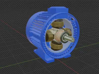 Electric dc motor Low-poly 3D model