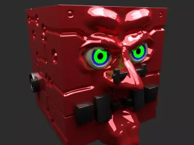 low poly evil cube Low-poly 3D model