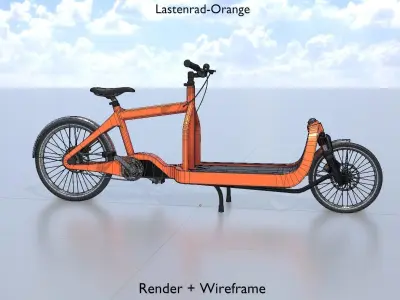 Orange Cargo Bike Low-poly 3D model