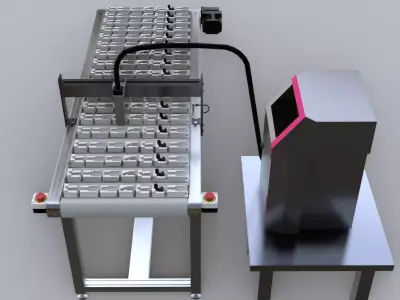 Conveyor System with Marking Unit and Presence Sensor 3D model