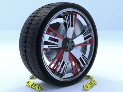 ORTAS CAR RIM 62 GAME READY RIM TIRE AND DISC 3D model