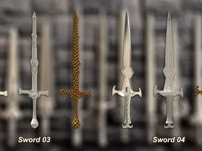 40 Medieval Swords  Low Poly  and Unwrapped  Low-poly 3D model