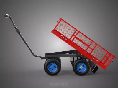 ELECTRIC METAL STEEL GRID WIREMESH NET CAGE CART WAGON TILT BED 3D model