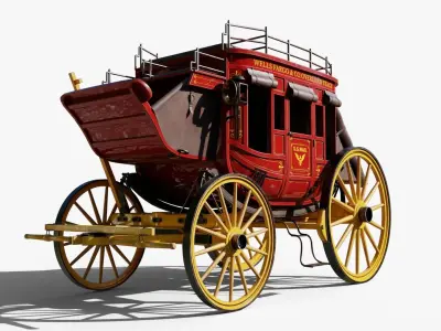 Stagecoach Wagon Low-poly 3D model