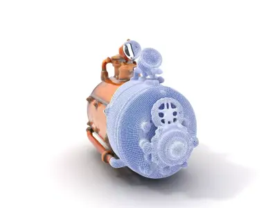 Steampunk Boiler Model Pack with Detailed Brass Finish Low-poly 3D model