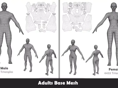 Base Mesh Pack - Family Base Mesh Low-poly 3D model