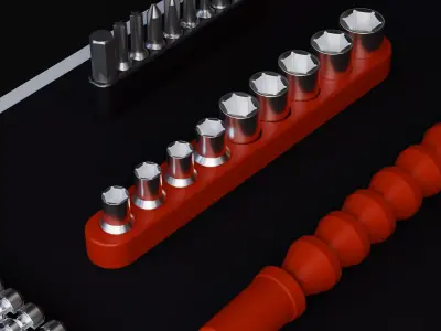 Professional Cordless Electric Drill Set 3D model