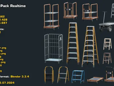 Industrial Stepladders Pack Realtime 3D model