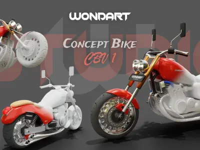 Concept Cartoon Looking Cruiser Motorcycle 3D model