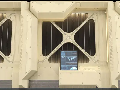 Sci-fi Ventilation Part Interior With Terminal PBR 3D model