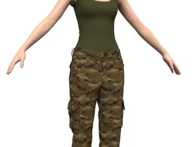 Female Military Pants - Marvelous Designer  3D model