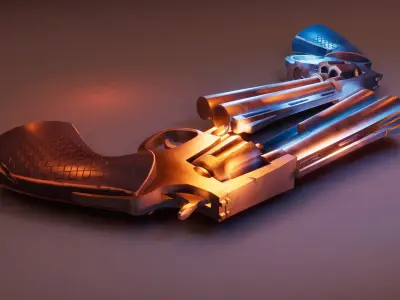 Stylized Magnum Revolver Low-poly 3D model