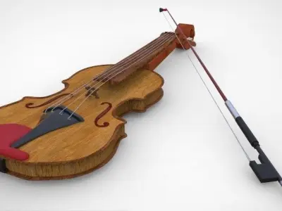 Violin and bow 3D model