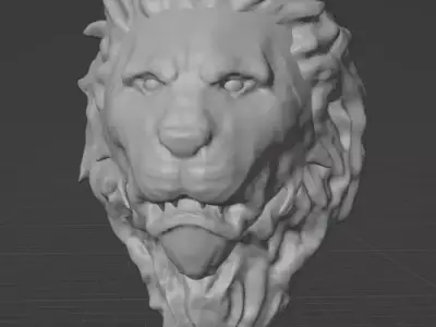 lion statue Low-poly 3D model