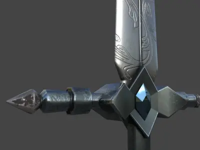 Simple medieval dark metal sword 8 k textures lowpoly Low-poly 3D model