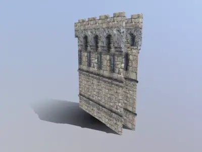 Medieval French Castle Wall Low-poly 3D model