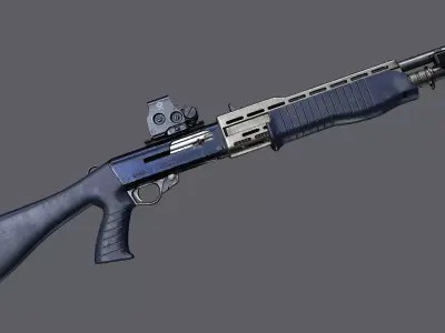 SPAS-12 with plastic stock Low-poly 3D model