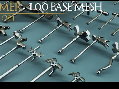 100 Models-Cold Weapons-Hammer Weapons-Game Ready Model-Vol 09 Low-poly 3D model