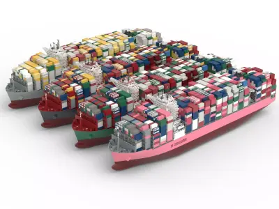 CONTAINER SHIP lowpoly Low-poly 3D model